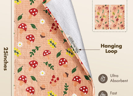 Miss Adola 370GSM Cotton Waffle Kitchen Towels, Mushroom