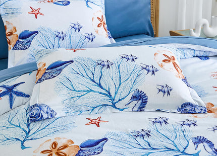 Coastal King Size Comforter Set,Beach Themed Sand Dollor & Starfish