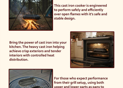SmithEra Cast Iron Potato Baker with Lid for Grill, Oven & Campfire