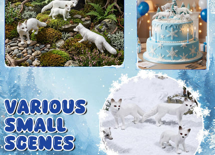 Bbiamsleep 4 Pieces Artic Fox Figurine White Fox Animal Figurines
