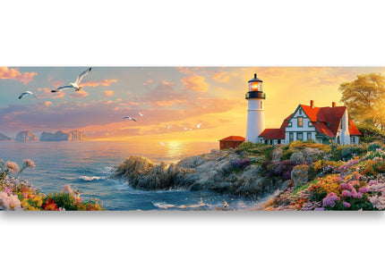 Yomiie 5D Large Diamond Art Kits for Adults, Lighthouse Diamond Painting Art Landscape DIY Full Round Drill Kits, Embroidery Rhinestone Diamond Crystal Craft Canvas Home Wall Decor 31.5x11.81 inch