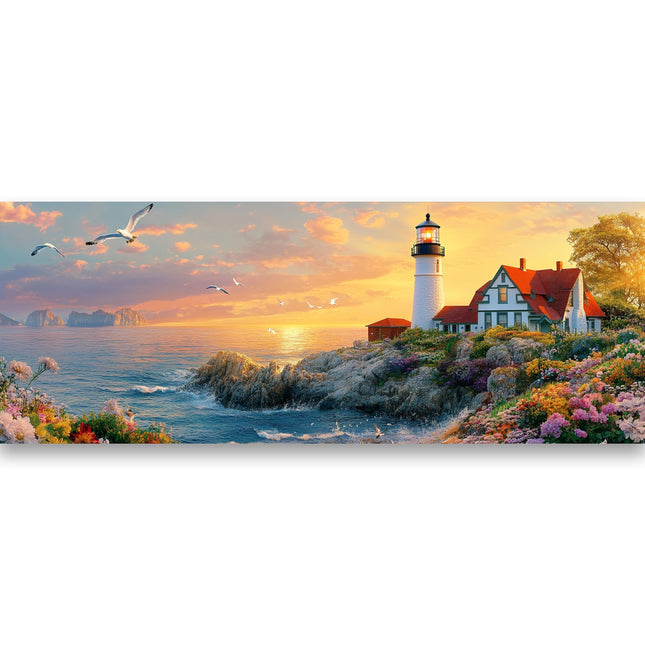 Yomiie 5D Large Diamond Art Kits for Adults, Lighthouse Diamond Painting Art Landscape DIY Full Round Drill Kits, Embroidery Rhinestone Diamond Crystal Craft Canvas Home Wall Decor 31.5x11.81 inch