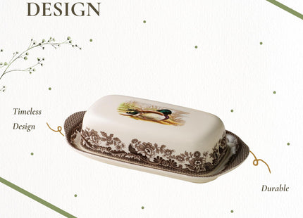 Spode Woodland Mallard Covered Butter Dish