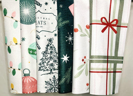 Trig Kitchen Towel. Tea Towel. Dish Cloth. Quick Dry Waffle Weave Microfiber. Highly Absorbent. Designer Prints. Modern. 2 Pack. Gingerbread