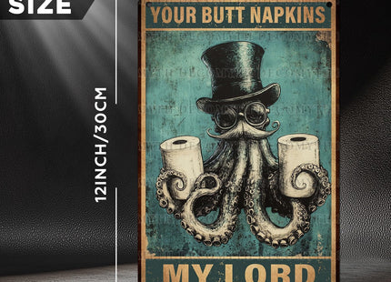 DecoMyth Octopus Bathroom Decor Funny Octopus Wall Art Metal Sign 8x12 Inch