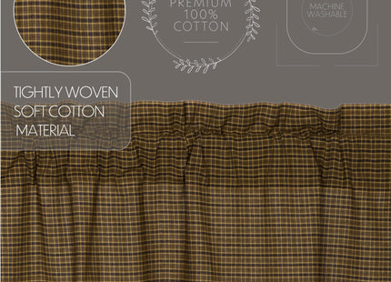 Tea Cabin Rustic 36"x36"x18" Green Plaid Prairie Swag Pair Rod Pocket Cotton Drawstring Ties Kitchen Window Curtains