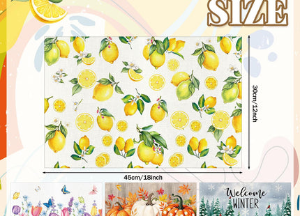 Chengu Set of 8 Reversible Fall Placemat Maple Leaf Pumpkin Autumn Placemat