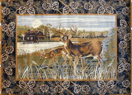 Pro Rugs Wildlife Nature Cabin Lodge Deer Scene Area Rug (2 Feet X 3 Feet 2 Inch)