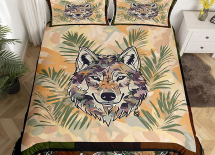 Erosebridal Fox Duvet Cover Twin Size Woodland Camo Comforter Cover Army Green Camouflage Wild Animal Bedding Set for Boys Teen Men,Wildlife Nature Tree Branch Quilt Cover with 1 Pillow Case
