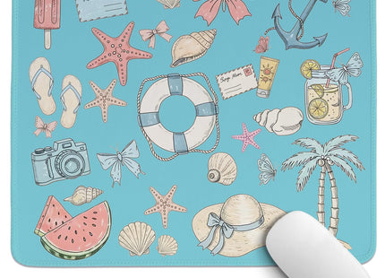 PaJiaNi Blue Coastal Mouse Pad,Blue Beachy Desk Mat,Girly Summer Beach Seashell Mouse Pads for Dorm Home Office Beach Room Desktop Decor,11.8x9.8 Inch