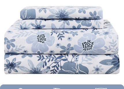 Mooreeke Queen Bed Sheets - 15" Deep Pocket Soft Brushed Microfiber Queen Bedsheets - Flat Sheet Fitted Sheet Pillowcases Included - Deer Forest Printed Christmas Sheet Set