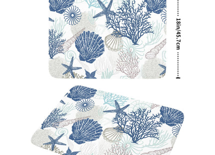 ABSOP Summer Navy Blue Coral Beach Starfish Dish Drying Mat 18×24 Inch