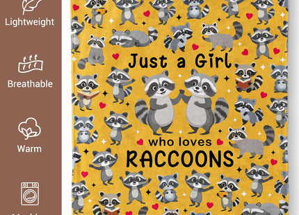 Pertos Raccoon Gifts Blanket Cute Raccoon Throw Blanket