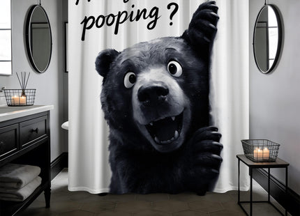 puuiui Funny Black Bear Shower Curtain Kids Animal, 70x72 Inchs