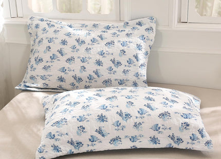 WINLIFE Blue Ocean Themed Coastal Quilt Set 100% Cotton, Queen 90''x98''
