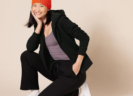 Amazon Essentials Women's Sherpa-Lined Fleece Full-Zip Hooded Jacket with Drawstring (Available in Plus Size), Black, X-Large
