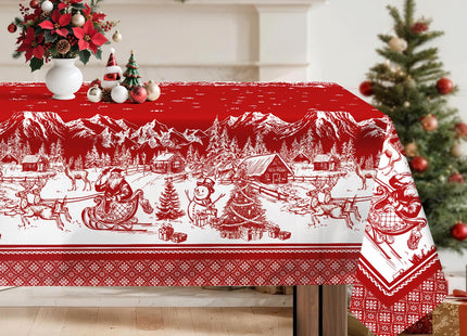 Arquiel Christmas Tablecloth 60 x 84 Inch Rectangular, Tree Deer Print