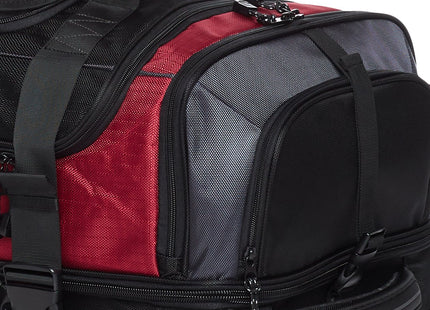 Amazon Basics Ripstop Wheeled Duffel Bag with Multi-Pocket Design, Portable, 30", Red