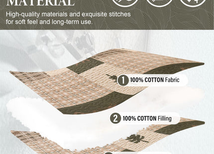 SahSahCasa 100% Cotton Quilt Set Queen Size, Farmhouse Reversible Rustic Lodge Cabin Quilt Bedspread Bedding Set, Lightweight Comforter for Queen Bed, 3pcs, Beige/Grayish Green/Brown