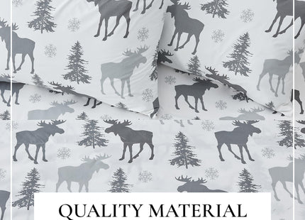 Great Bay Home King Size Microfiber Sheet Set - 4-Piece Lodge Bed Sheets - Ultra-Soft and Smooth Brushed Microfiber Woodland Decor Bedding (Moose)
