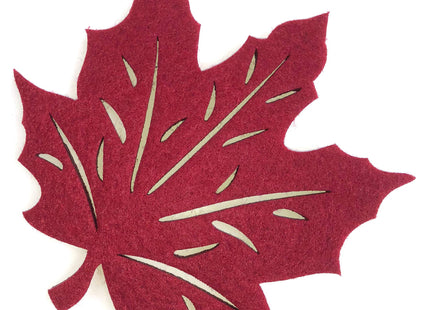 Maple Leaf Cutwork Felt Coasters, Set of 4 (Red)