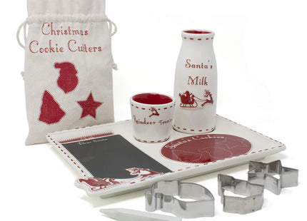 Child to Cherish Santa's Message Christmas Plate Set with Cookie Cutters, Santa plate, Santa milk jar, and Reindeer Treat Bowl