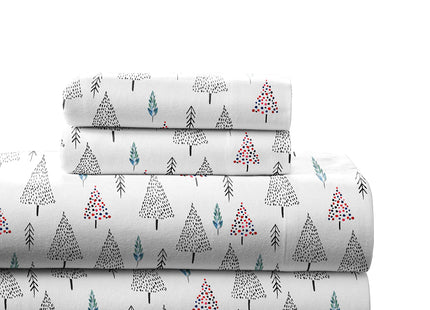 Pointehaven 180 GSM 100% Cotton Flannel Sheet Set - Twin, Pine Tree Red - Warm & Cozy - Pre-Shrunk -Deep Pockets - Elastic All Around-Comfy Double Brushed