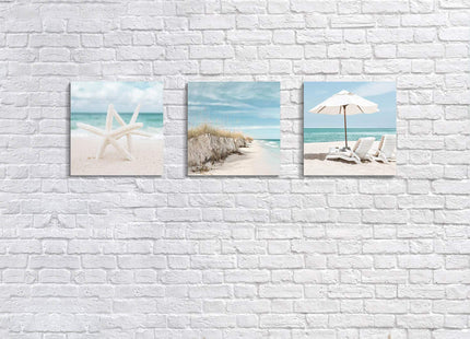 ARTISTIC PATH Coastal Starfish Canvas Beach Chair Wall Art, 12"x12"x3 PCS