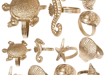 CLEENTABLE Nautical Napkin Rings, Antique Gold, Set of 12
