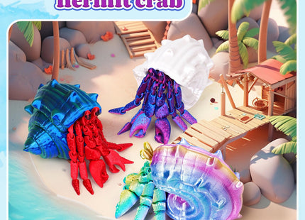 SHUWND 3D Printed Hermit Crab,3D Printed Dynamic Animals Toy,Full Articulated Flexible Crystal Hermit Crab Fidget Toys,Adults Fidget Toys for Autism ADHD,Home Office Decor (Blue Green)