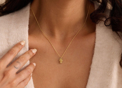 Plenky Gold Necklace -14K Gold Plated Pinecone Necklace