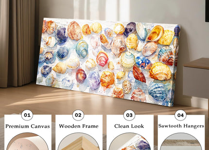 imjiayu Colorful Seashell Canvas Wall Art Watercolor Beach Collage