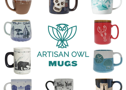 Cape Shore 16oz Hand-Crafted Stamped Potter's Mug, Multiple Styles Available (Lighthouse)