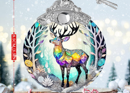 Jocidea Stained Glass Suncatcher, Deer Ornament for Christmas Tree, Holiday Home Decor and Gifts