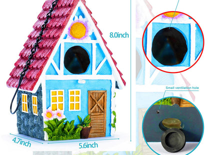 Garden Bird House for Outside Clearance Hanging Outdoors Country Cute Birdhouses for Wren Finchs Chickadee Hummingbird Tree Swallow Cage Kids Nature Lover Bluebird House(Red)