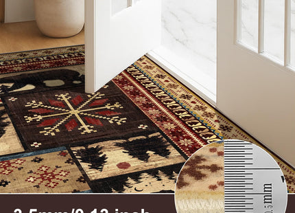 LOKHOM 8x10 Rustic Cabin Area Rug, Non-Slip Washable Western Lodge Bear Rug