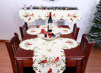 Simhomsen Embroidered Cardinal Table Runner for Christmas Holidays Decorations (14 × 69 Inches)