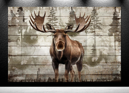 iKNOW FOTO Moose Canvas Wall Art 16x24 Modern Rustic Wildlife Print