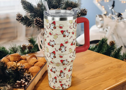 Nqhsionv Christmas Tumbler 40 oz Gingerbread Gnomes Cup Winter Coffee Travel Mug Stainless Steel Insulated Cups Joy Holiday Water Bottle Christmas Decor Gifts
