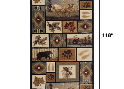 Tayse Northern Wildlife Multi-Color Long 3x10 Hallway Runner Rug for Walkway, Entryway Kitchen Foyer Lodge Cabin Farmhouse Rustic Indoor Carpet,NTR6660