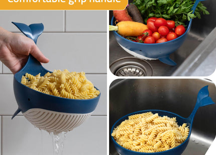 Peleg Design Pastail Medium Pasta Colander – Fun Whale-Shaped Plastic Colander for Draining Pasta, Vegetables, and Fruit. Fun kitchen gadgets. Cute kitchen gift.