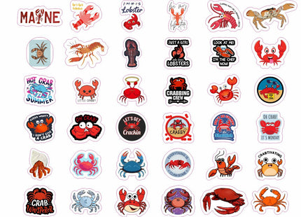 Crab & Lobster Stickers for Water Bottle and Laptop - Marine Life Party Supplies & Decorations, Waterproof Vinyl Sea Creature Decals, Lobster Stickers Laptop Decals, Gifts for Women & Men