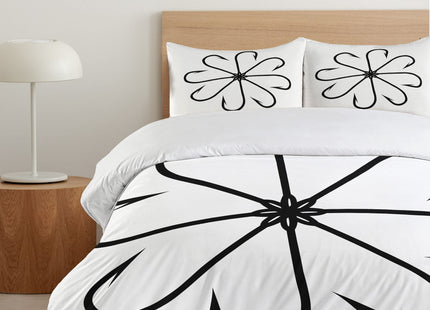 Ambesonne Fishing Duvet Cover Set, Flower Shaped Artisan Steel Multi Hook Gaff in Row New Needle Device Print, Decorative 2 Piece Bedding Set with 1 Pillow Sham, Twin Size, White Soft Black