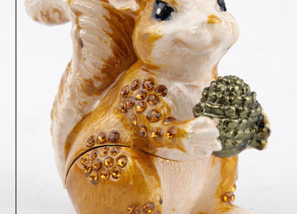 SEVENBEES Hand Painted Squirrel Jewelry Boxes Trinket Box Hinged Squirrel Figurine Gift for Women Girls