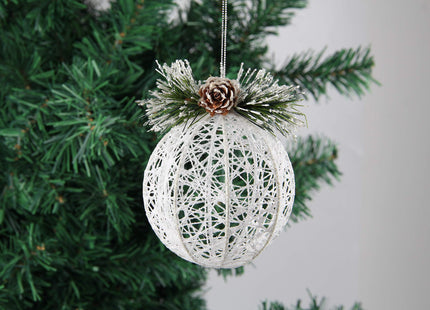 Christmas Ball Ornaments, 4pc Set White Pinecone Rattan Thread String Christmas Tree Ornament Xmas Trees Wedding Party Decorations