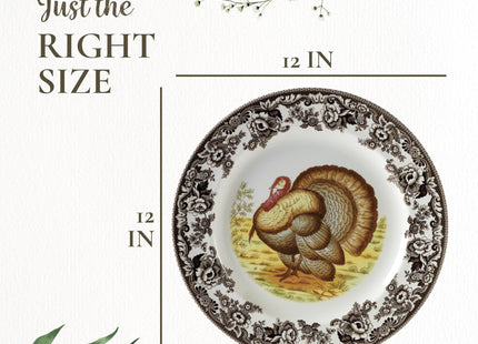 Spode Woodland Round Serving Platter, Turkey - Brown/White