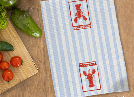JINYO Maine Lobster Kitchen Towels, East Coast Beach Dish Towels Tea Towel, Preppy Coastal Decor, New England Style Hand Towels for Bathroom, Crawfish Decorations, 16x24 Inch