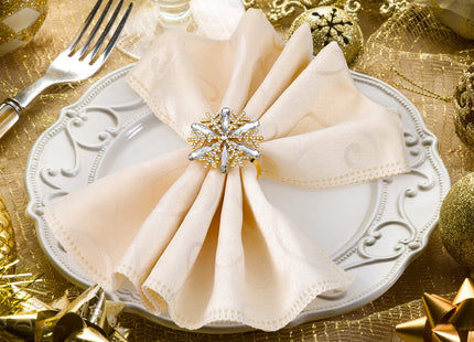 Remerry 6 Pcs Christmas Snowflake Napkin Rings Gold Rhinestone Holder
