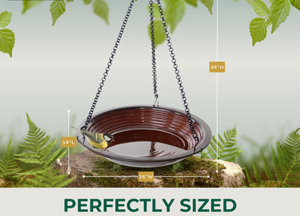 BYER OF MAINE Circles Hanging Bird Bath, 14”x14”x34” adj, Porcelain