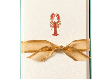 Graphique Lobster Cards, Pack of 10 Cards with Envelopes, All Occasion Greetings, Blank Inside, Gold Foil Embossing, La Petite Press Collection Boxed Set, 3.25" x 4.75"